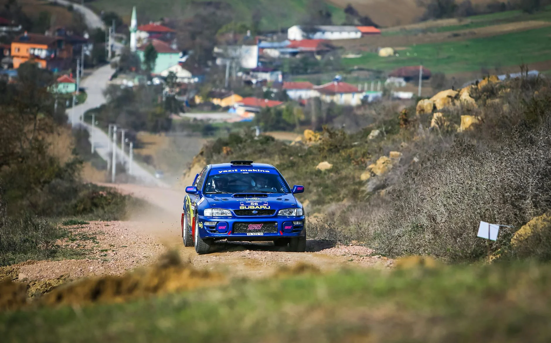 Subaru Impreza WRX STI blue gold WRC rally car livery 555