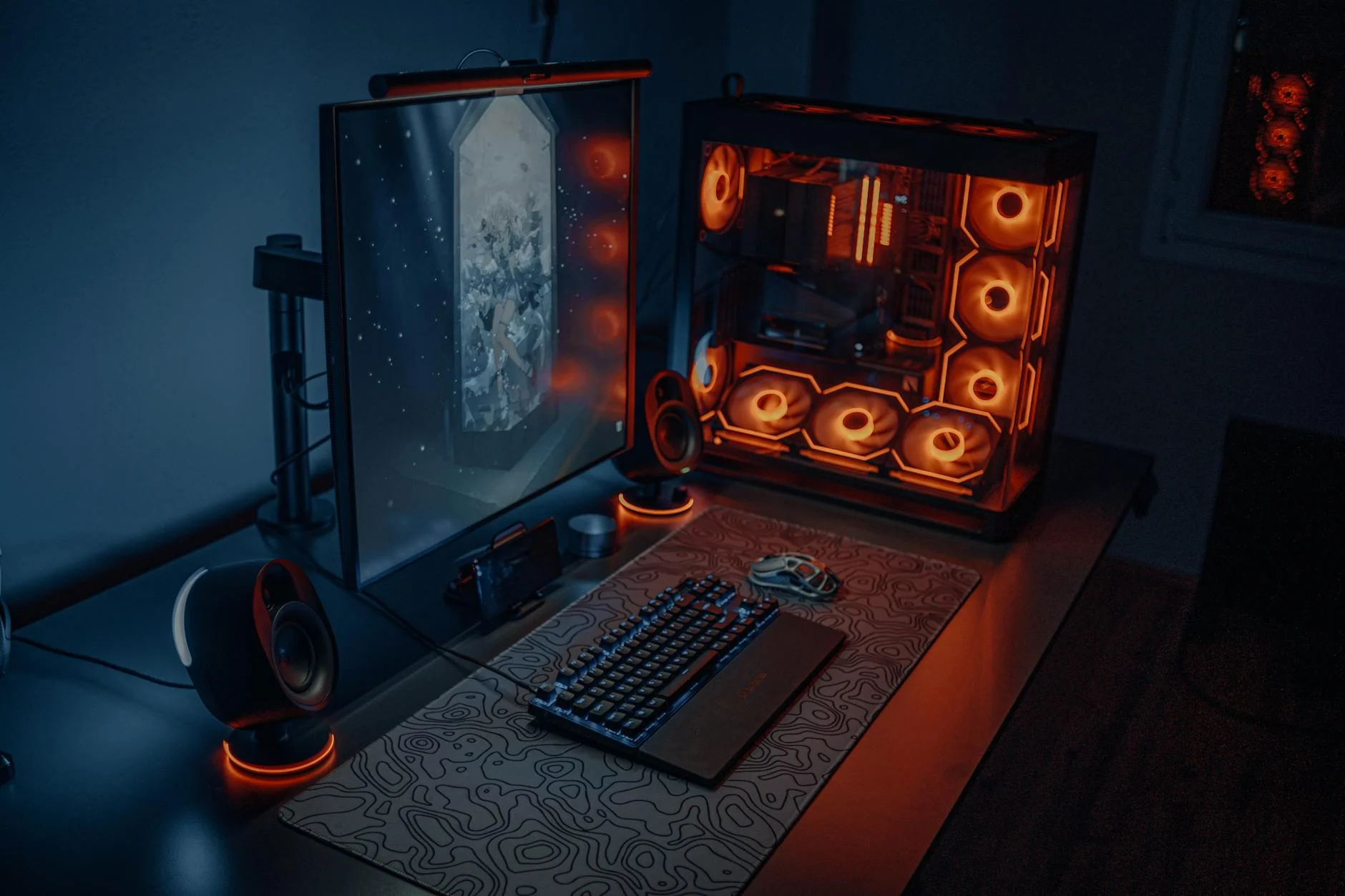 premium gaming headphones desk setup PC gaming