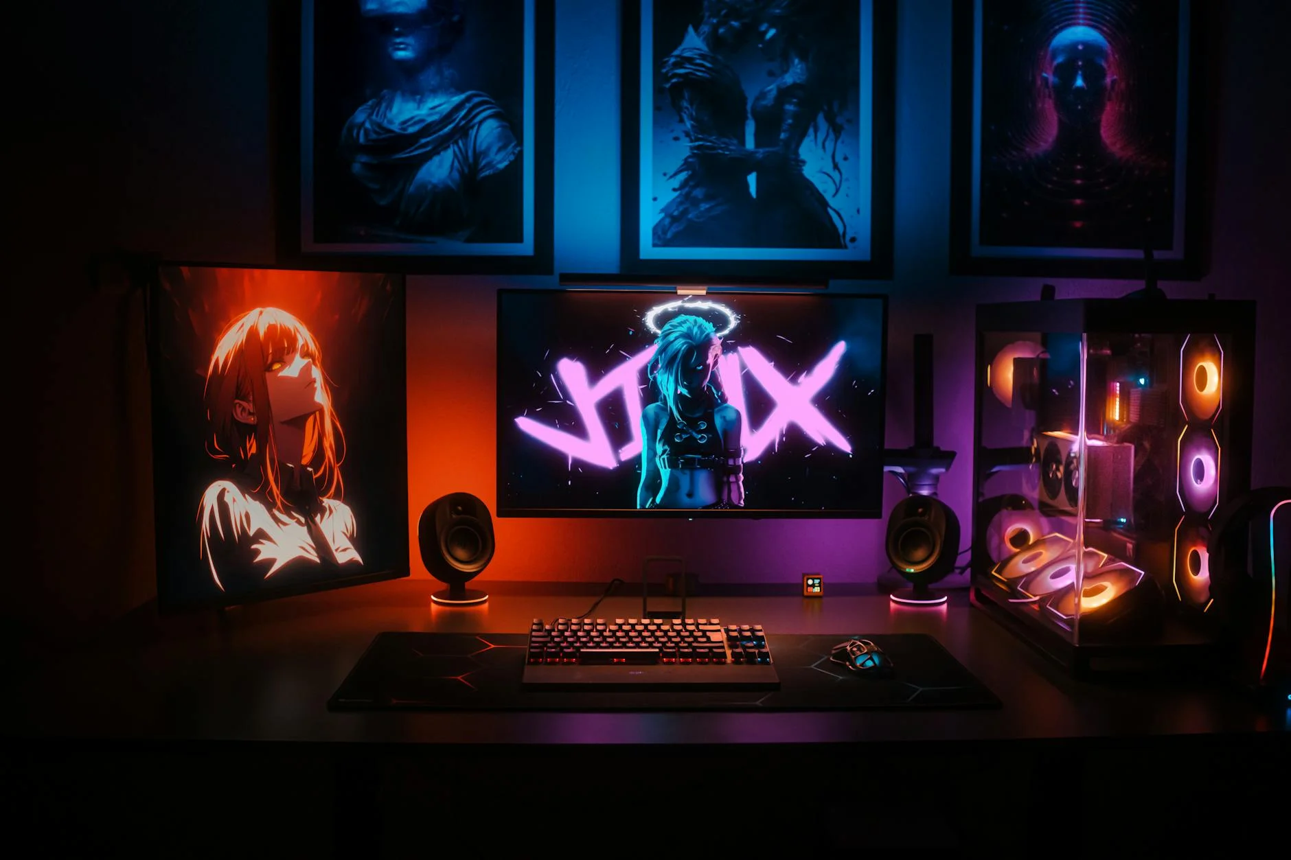 animated gaming menu background neon lights futuristic interface