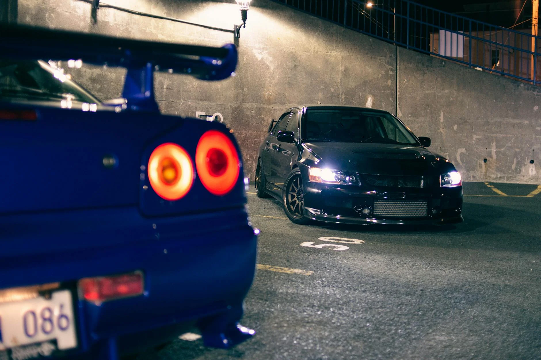 neon city street night racing urban underground tuning cars