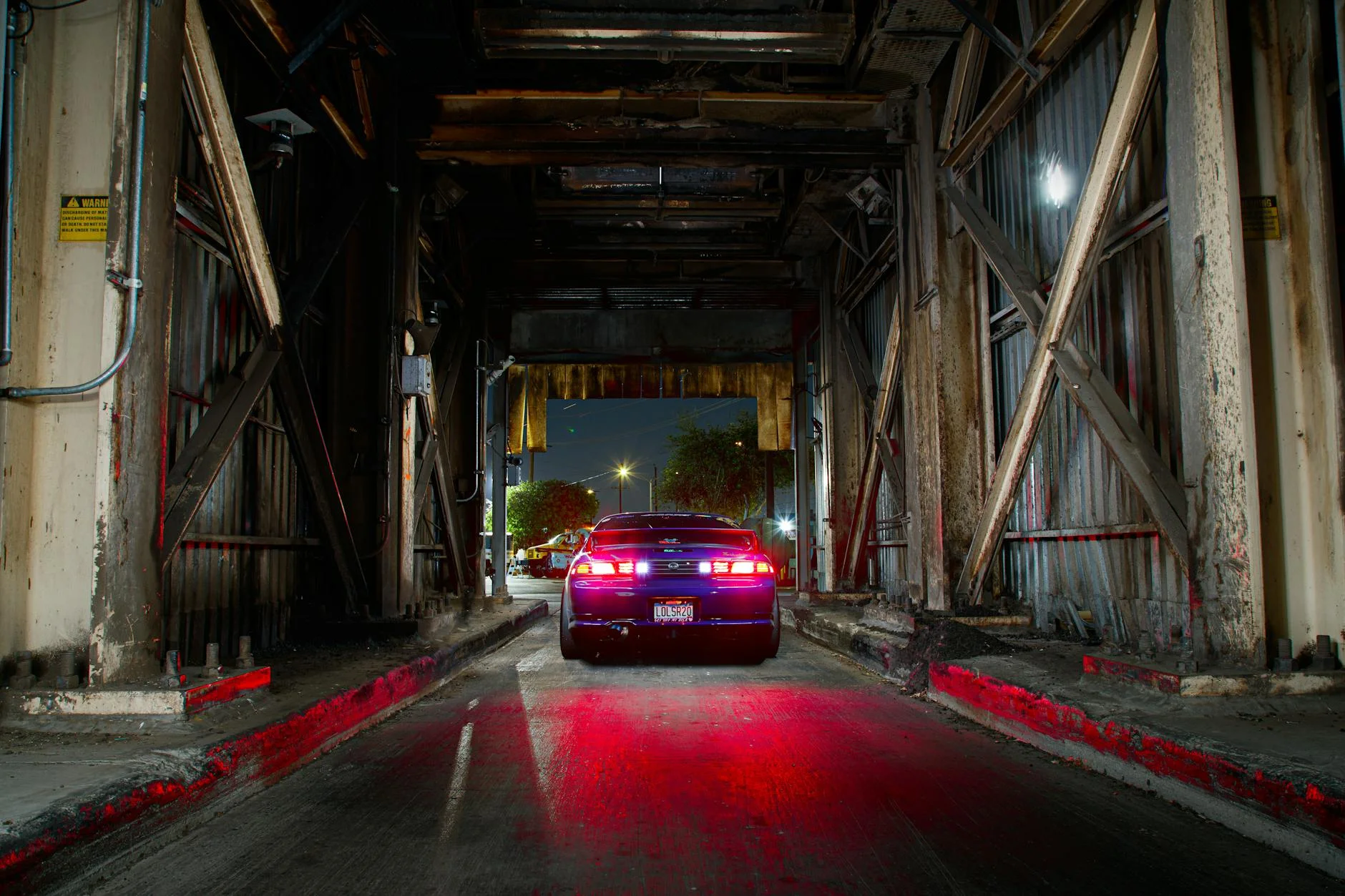 abandoned car garage night street racing culture